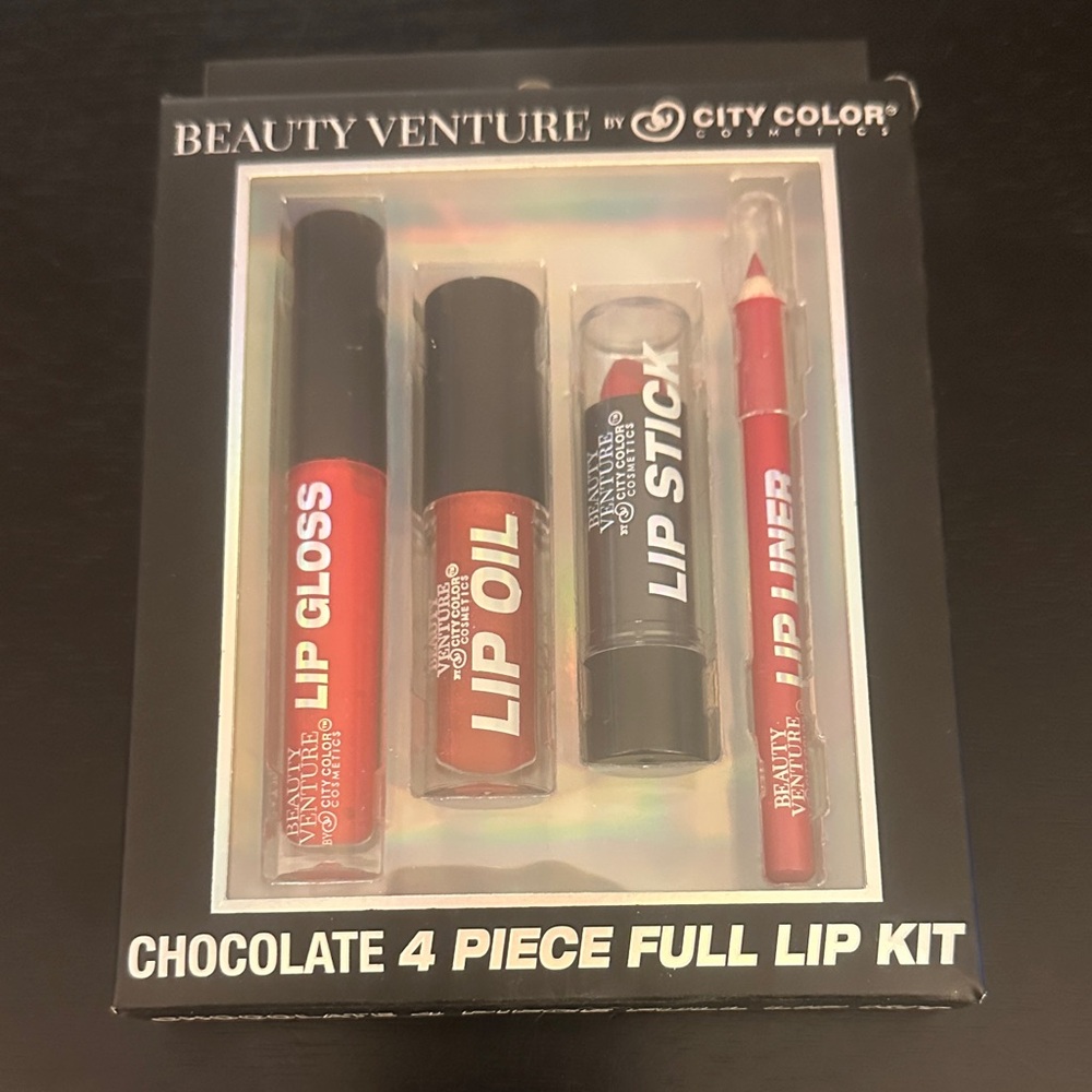 City Color Beauty Venture Chocolate 4-Piece Lip Kit - Red Shades